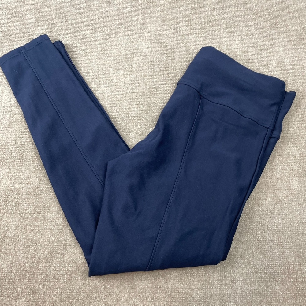 Maze Seamed Ponte Leggings Womens 1X Navy Blue Mid Rise Gym Workout Pull On
